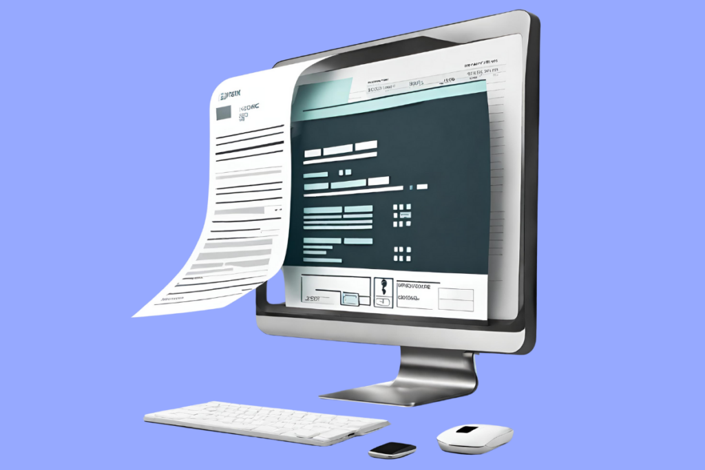 une facture qui sort d'un ordinateur pour symboliser la facture électronique.